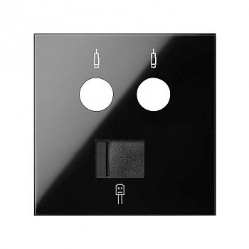 Накладка розетки комбинированной R-TV+SAT + RJ45 черный глянец Simon 100, 1 пост, 10000072-138 фото